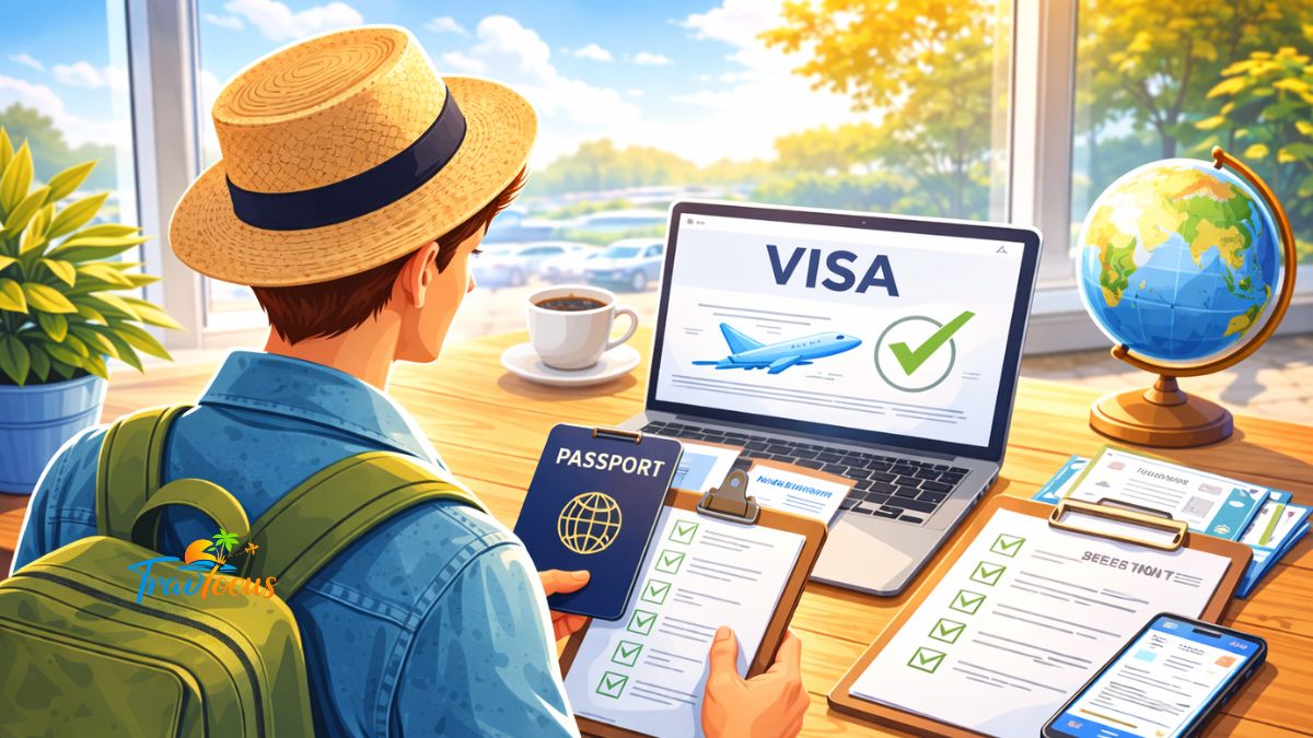 వీసా అప్లై చేసేందుకు సిద్ధమవుతున్న ప్రయాణికుడు