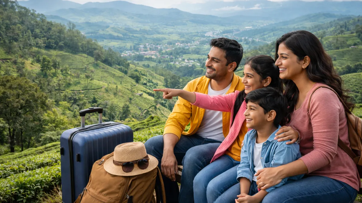 Family enjoying scenic views in Ooty hill station