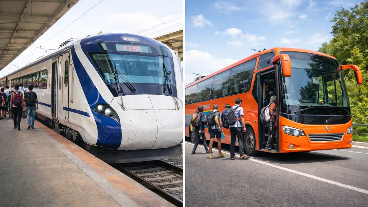 Train and bus travel comparison for short distance trips in India